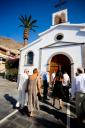 wedding guests file into the little church at Los Gigantes in Tenerife.jpg