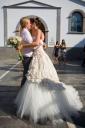 bride & groom outside the church at Los Gigantes in Tenerife after the wedding blessing