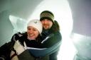 The happy wedding couple before their Ice Hotel wedding
