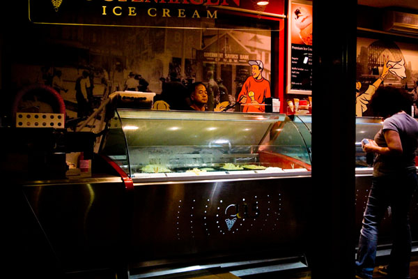 ice cream shop on Sydney harbour at night