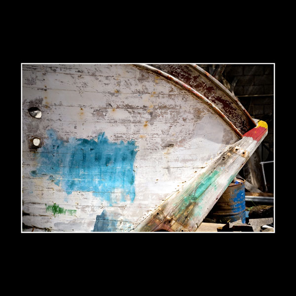 Boat in Takis boatyard near the airport in Greek Island of Chios
