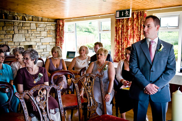 Bridegroom anxiously awaiting the arrival of his bride at Castle Murray House