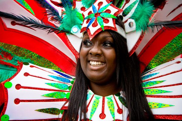 smiling Caribbean dancer at Huddersfield Carnival 2009