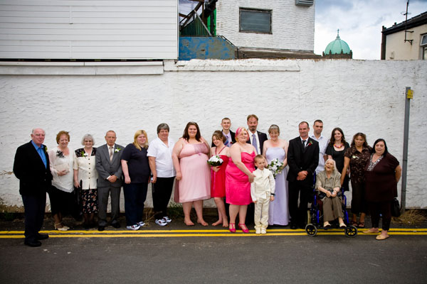 family wedding group photo in St. Helens