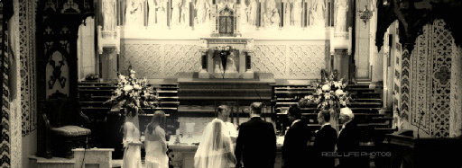 Graphistudio Italian storybook church wedding album doublepage spread duotone image Pages 24-25