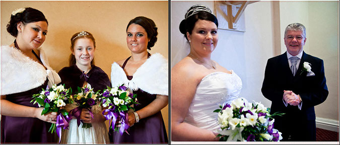 bride and bridemaids with Winter wrap