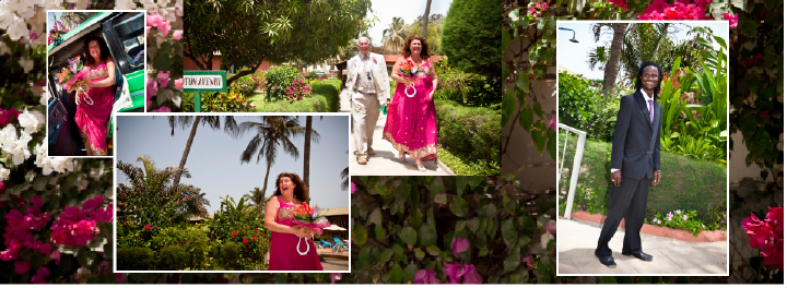 bride arriving at Sunset Beach Hotel for outdoor wedding