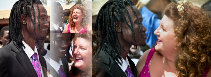 The kiss: romantic wedding couple in The Gambia