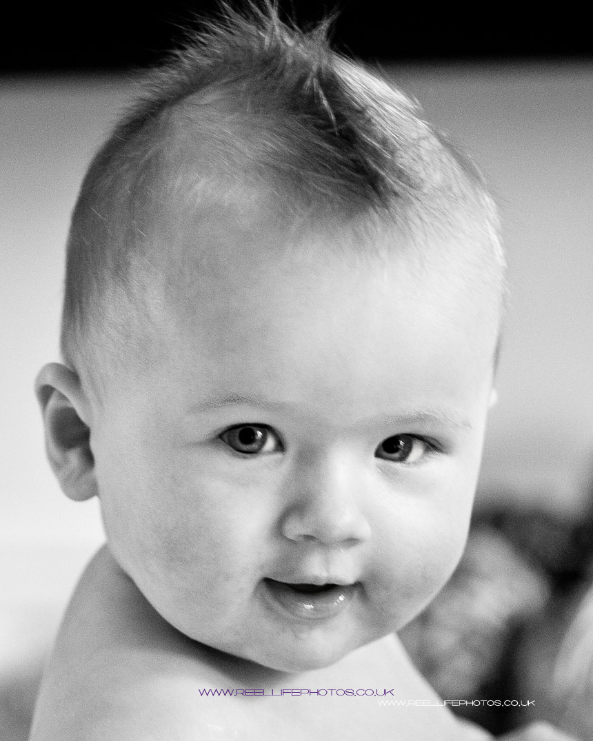black and white baby portrait 