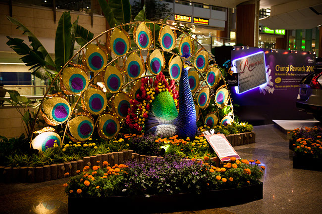 Peacock Flower Sculpture in Singapore Chang-Hi Airport