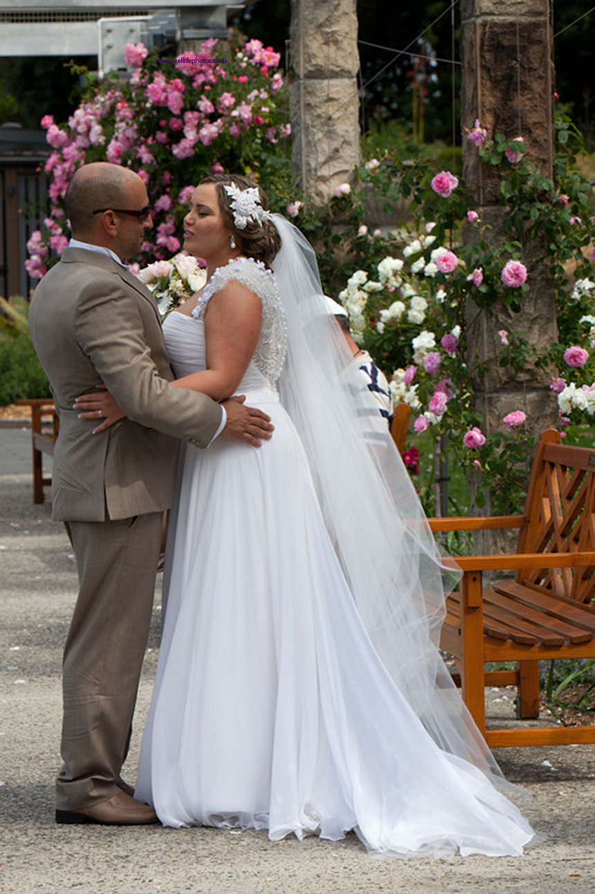 Bride and groom in Rose Garden in Sydney