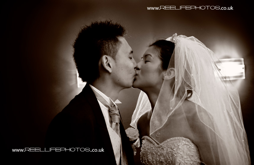 Sepia-toned wedding photograph