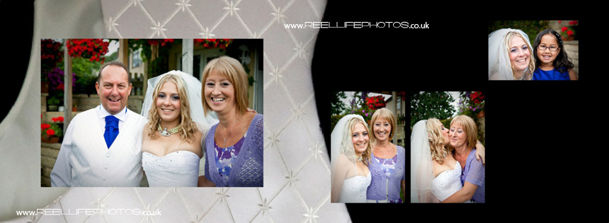wedding photos in arty background storybook album layout