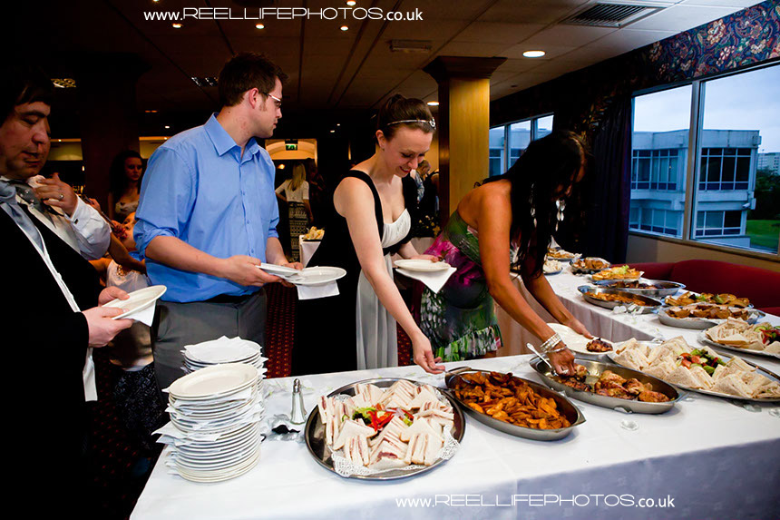 buffet at evening wedding reception