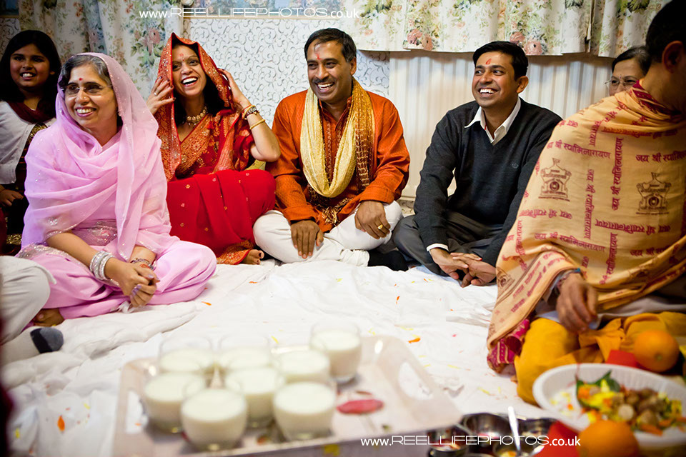 Hindu wedding Sainth prayer ceremony and milk