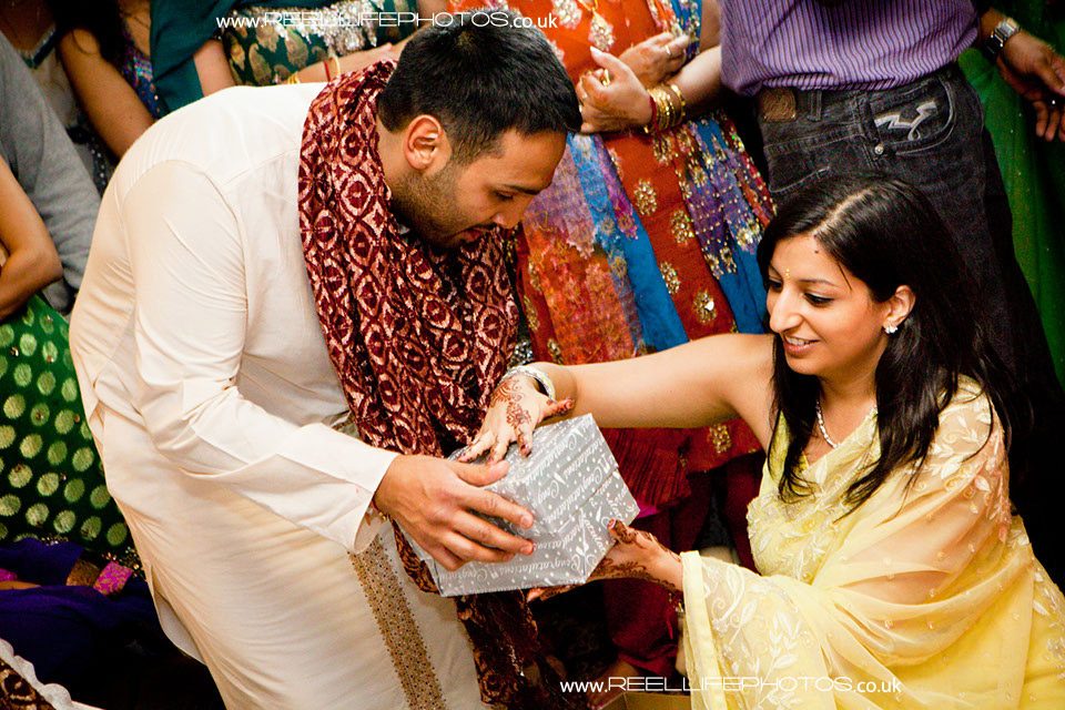 Hindu wedding Sainth prayer ceremony presents