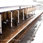 Platform one in the snow at Dewsbury Railway Station