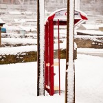 Bus shelter in snow