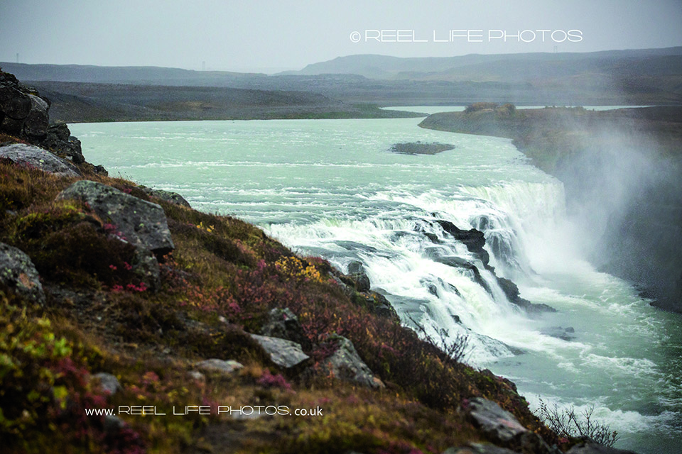 Iceland on a rainy October day at Selfoss waterfall.