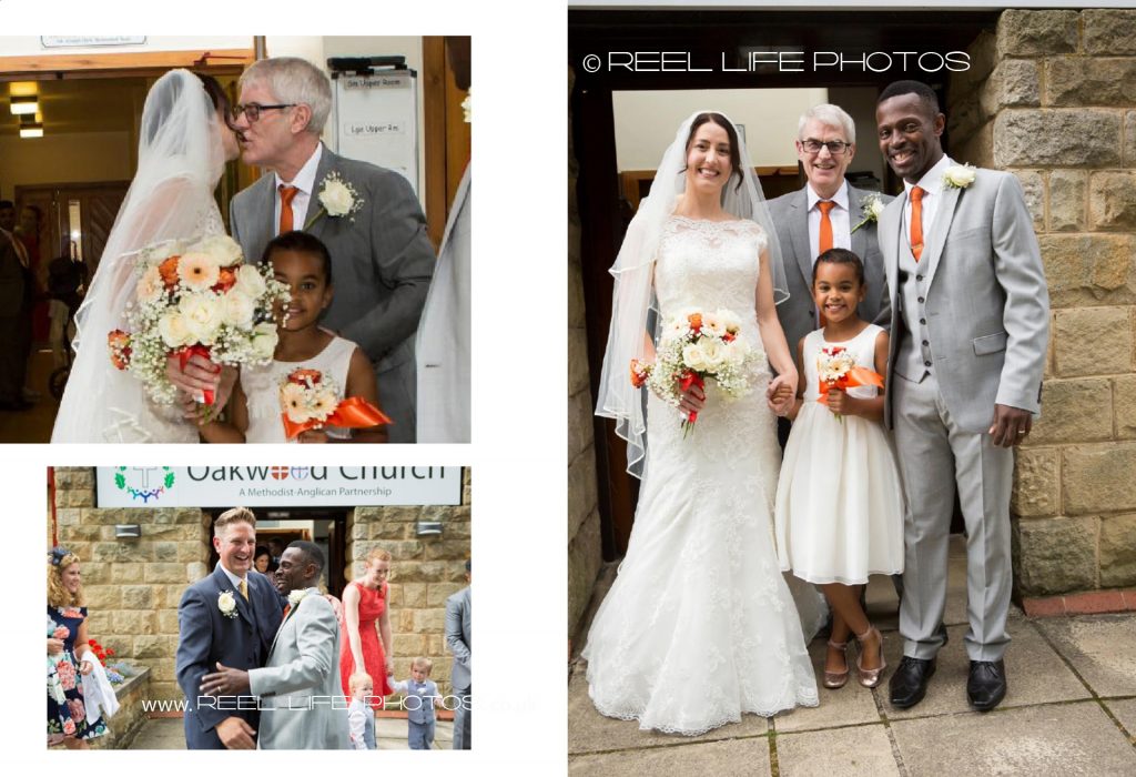 Wedding-storybook photos outside the church