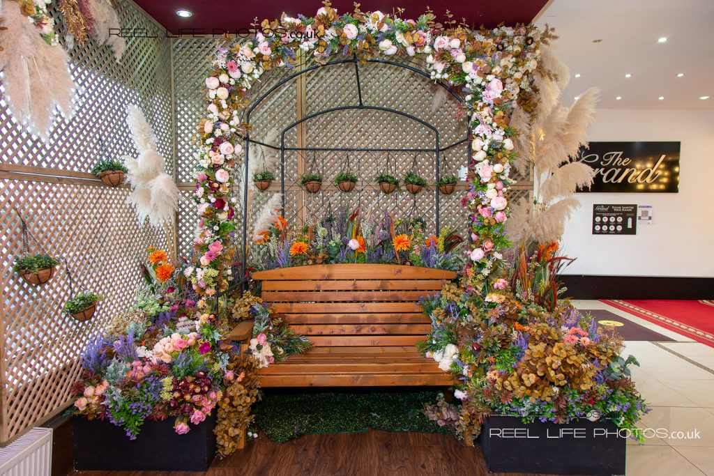 Flower Bower  for bridal wedding photography at the Grand Banqueting Suite in Dewsbury 