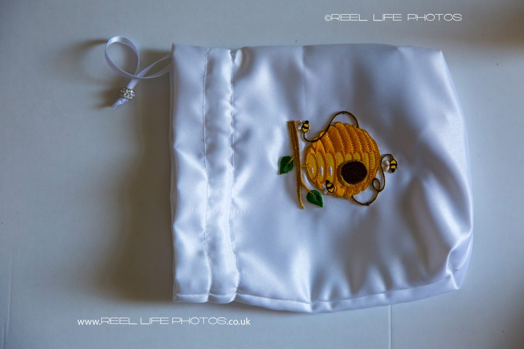 beehive embroidered wedding bag