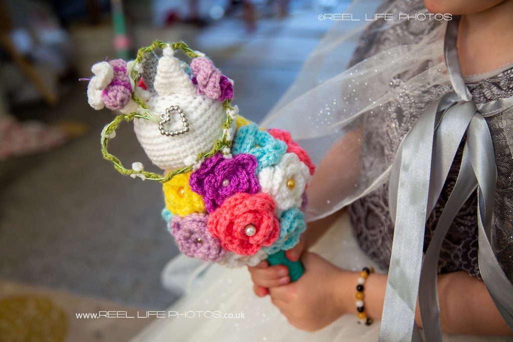 Flower girl's crocheted bouquet