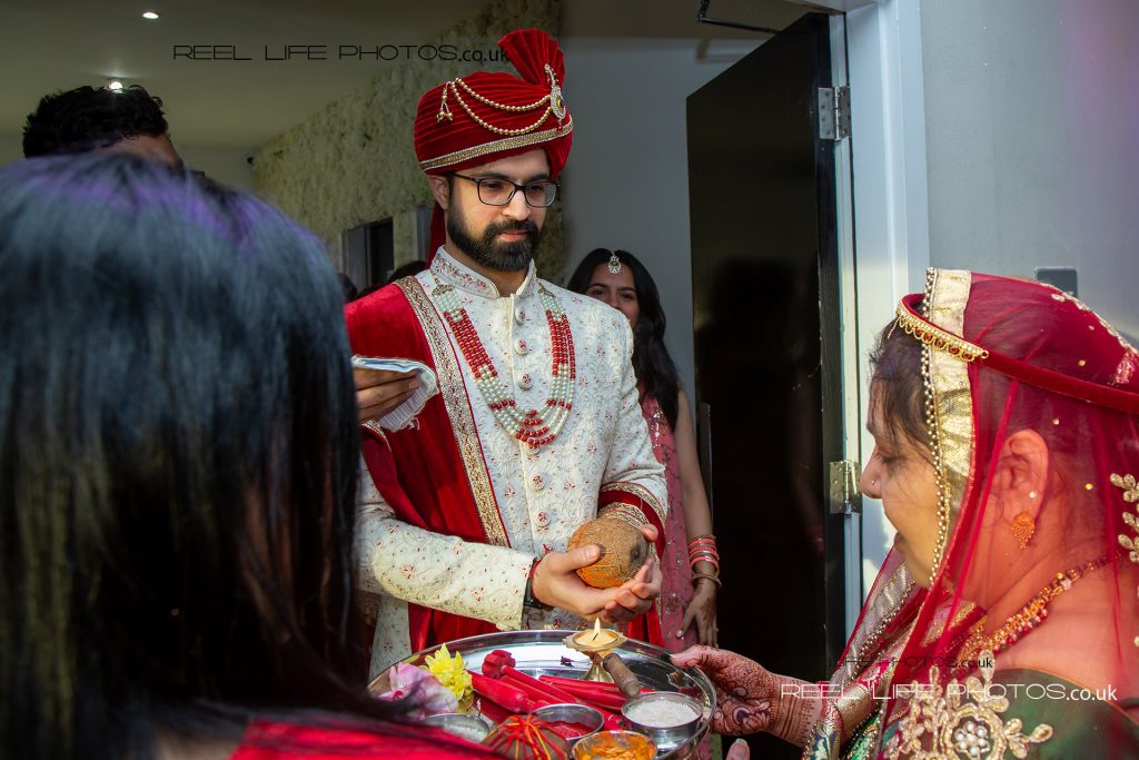 Indian Hindu groom's entrance and greeting ceremony